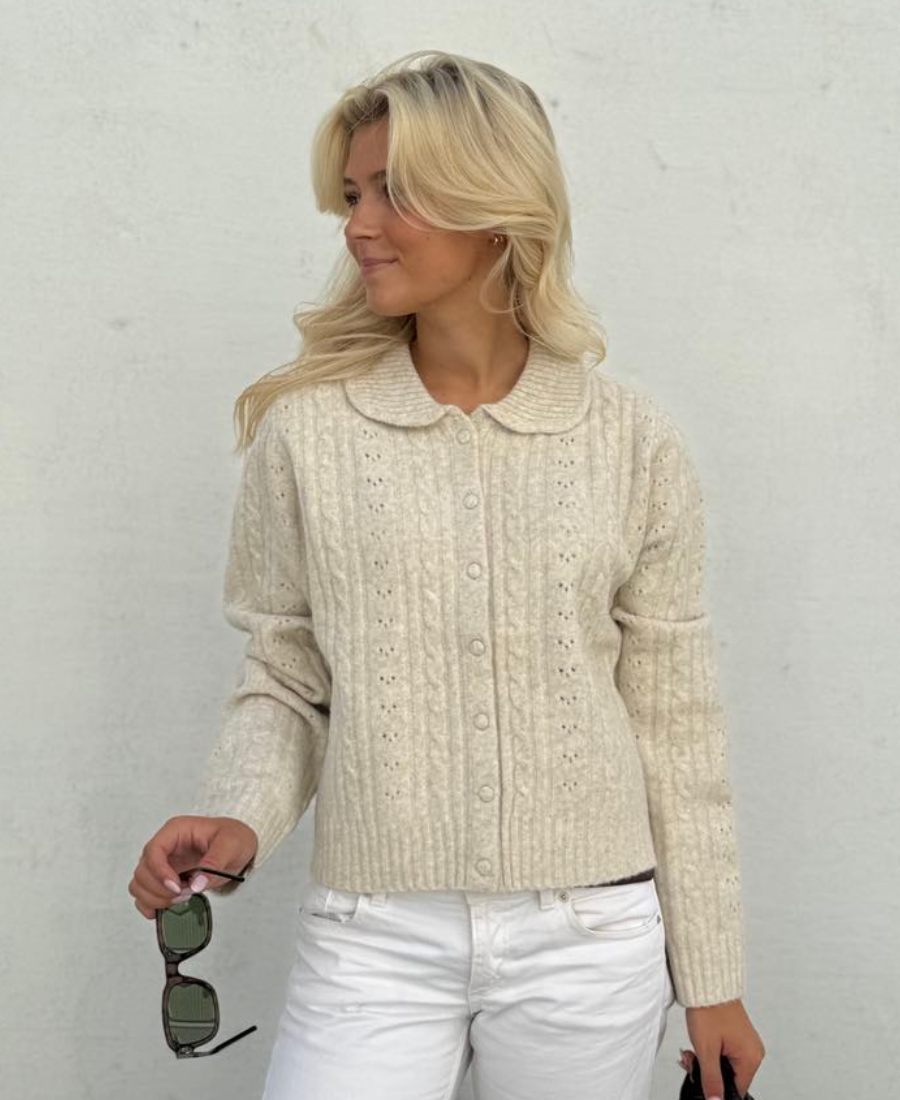 Neo Noir Emelie Knit Cardigan Ivory Sand