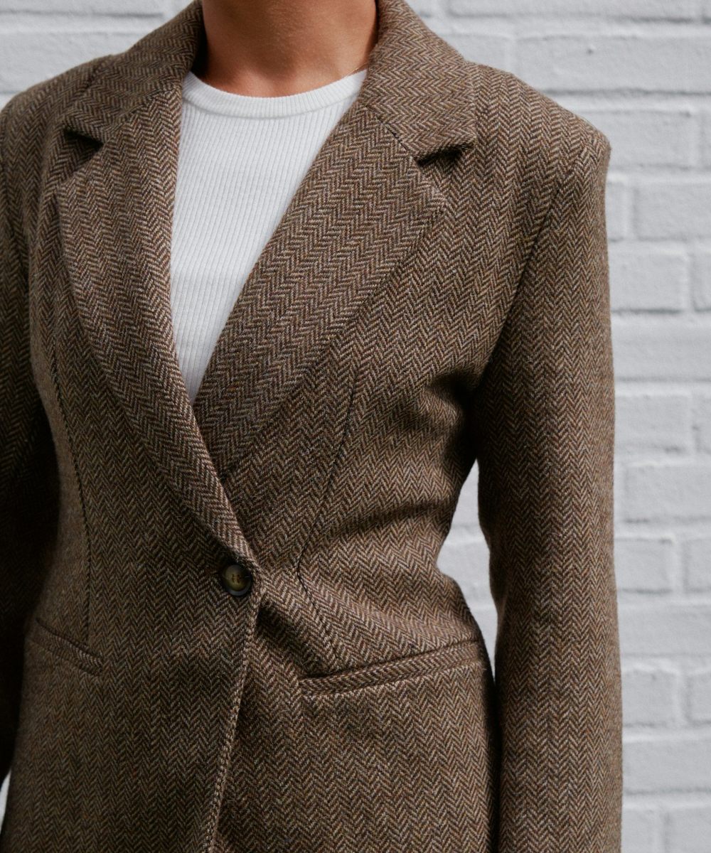 Neo Noir Bowie Herringbone Blazer Brun - Bilde 4