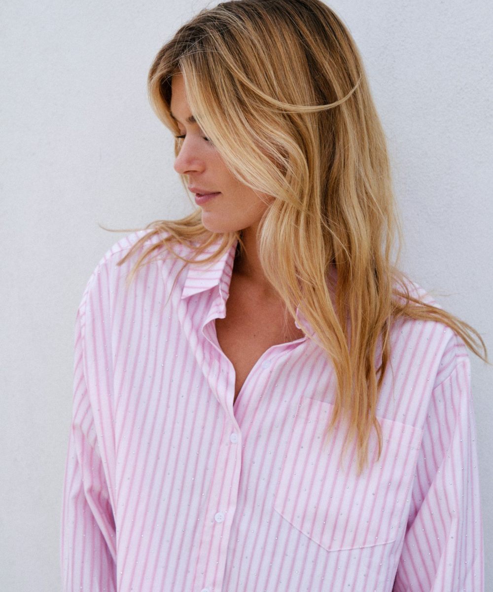 Neo Noir Dalma Soft Stripe Skjorte Rosa - Bilde 2