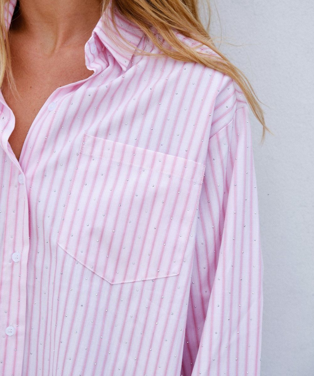 Neo Noir Dalma Soft Stripe Skjorte Rosa - Bilde 3