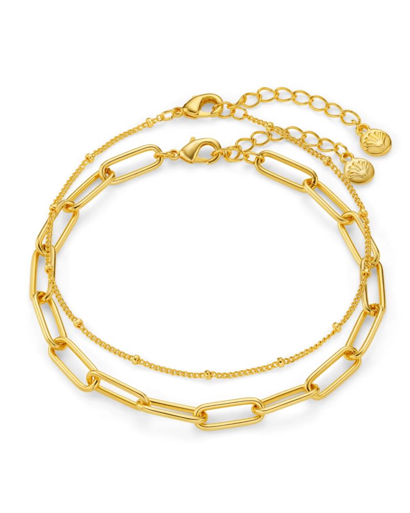 ORELIA Chain Link & Satellite 2-row Armbånd Gull