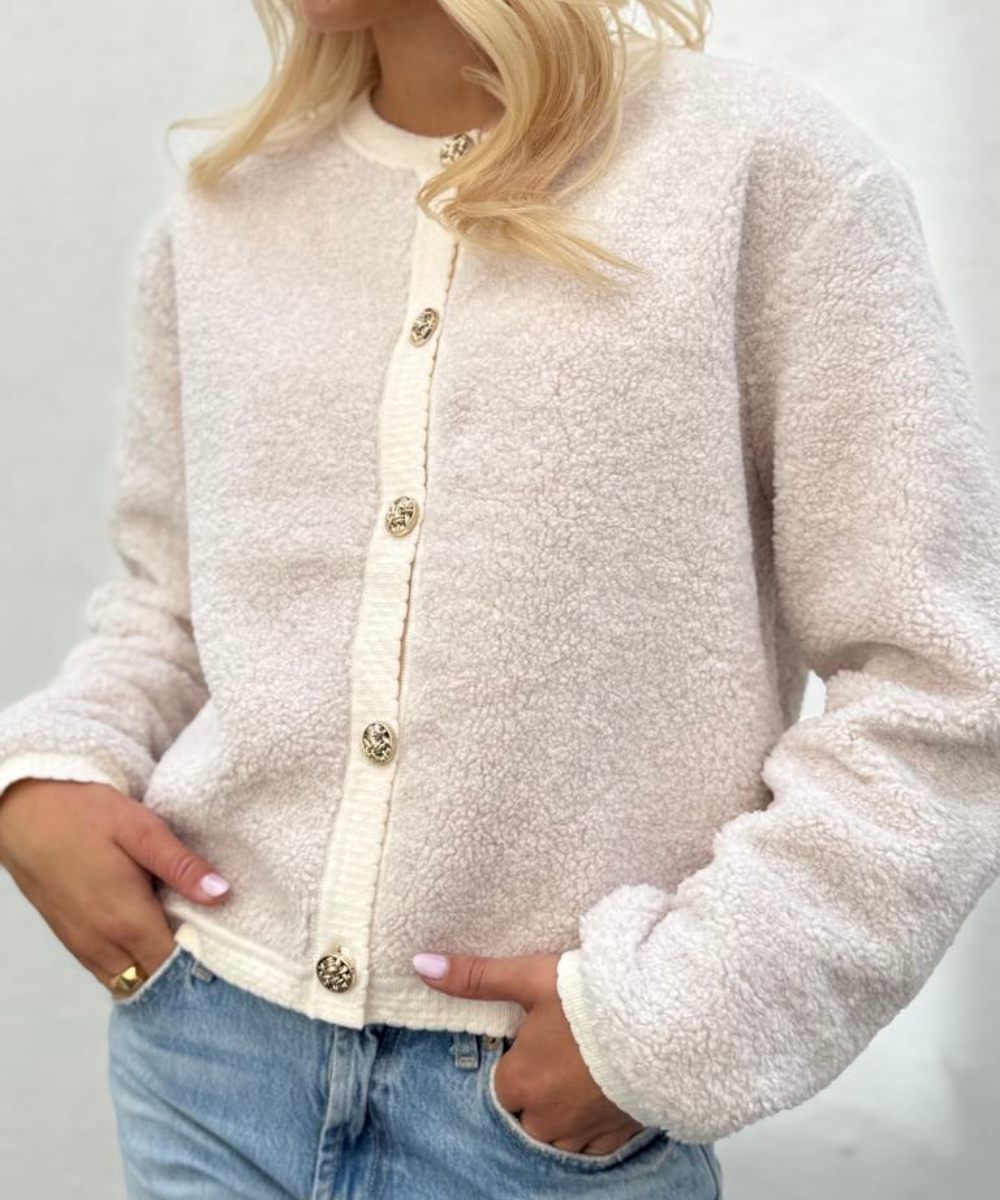 Neo Noir Limo Fluffy Knit Cardigan Krem - Bilde 3