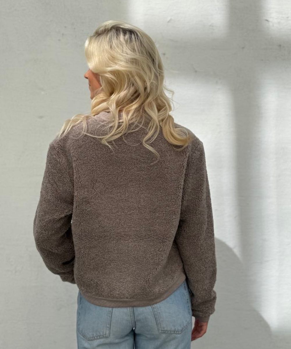 Neo Noir Limo Fluffy Knit Cardigan Dark Sand - Bilde 3