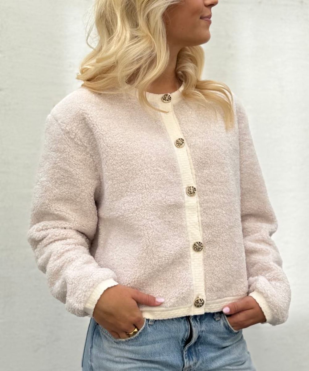 Neo Noir Limo Fluffy Knit Cardigan Krem - Bilde 2