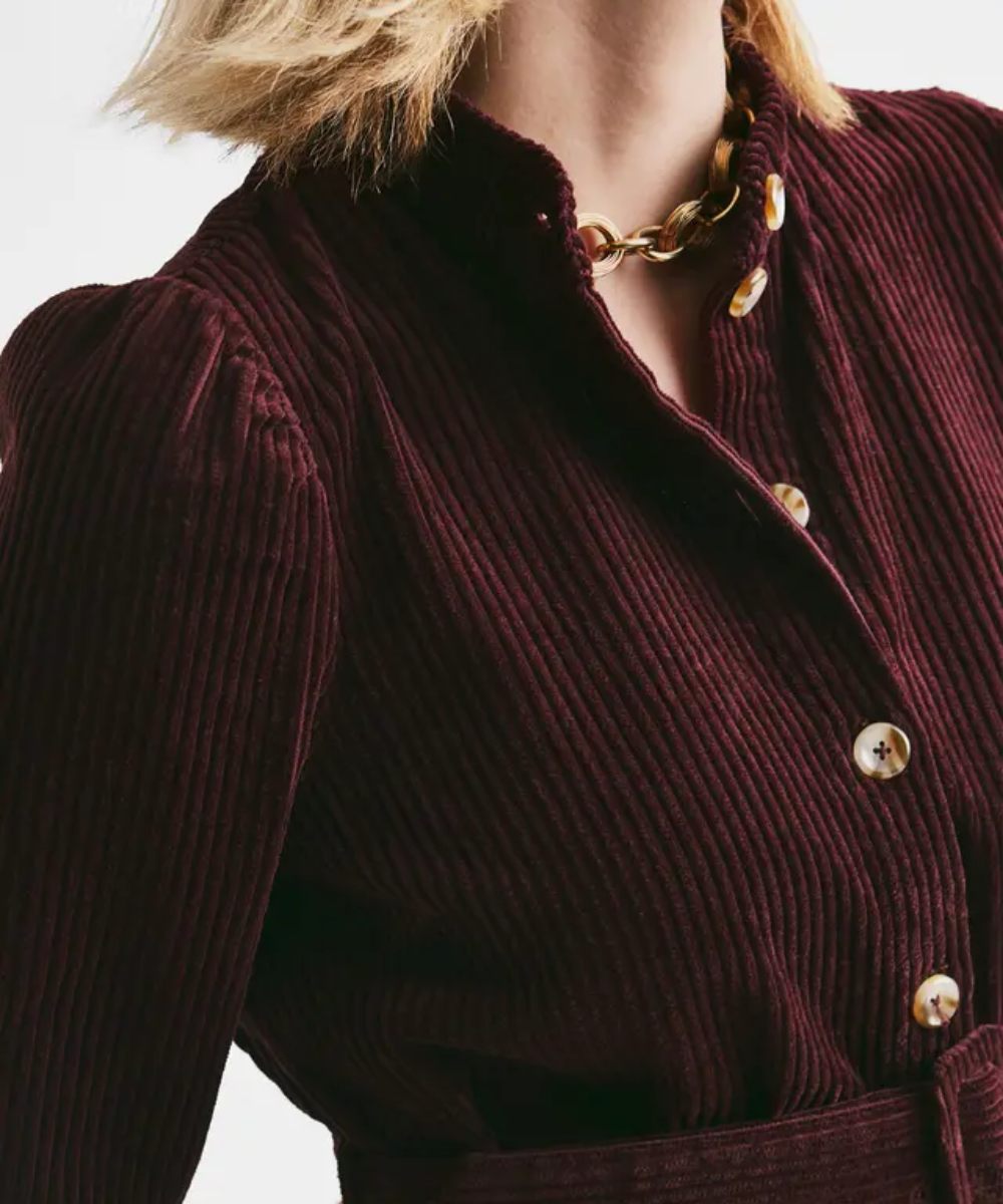 by TiMo Corduroy Belte Kjole Burgundy - Bilde 2