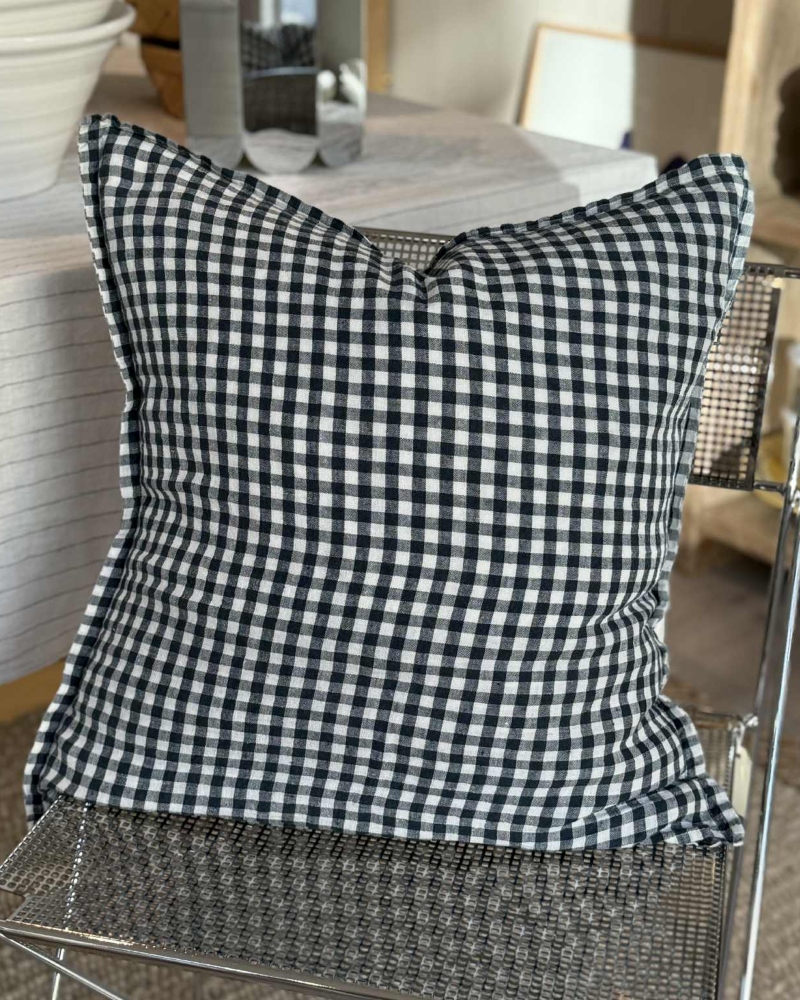 Linge Particulier Pute Anthracite Gingham 50x50