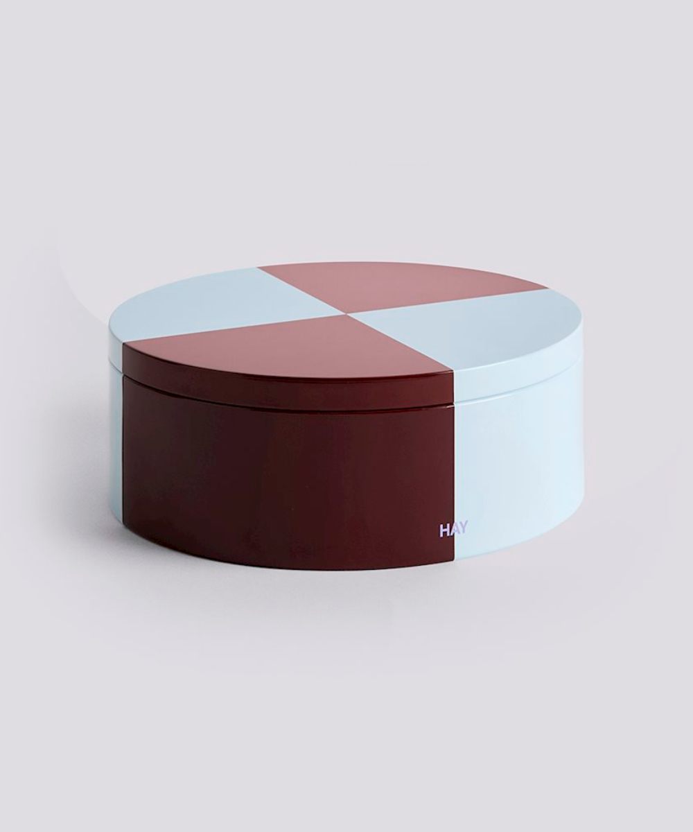 HAY Tin Container Burgundy Ice Blue