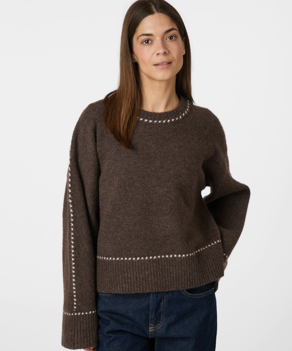 Neo Noir Roeme Knit Stitch Genser Brown Melange - Bilde 2