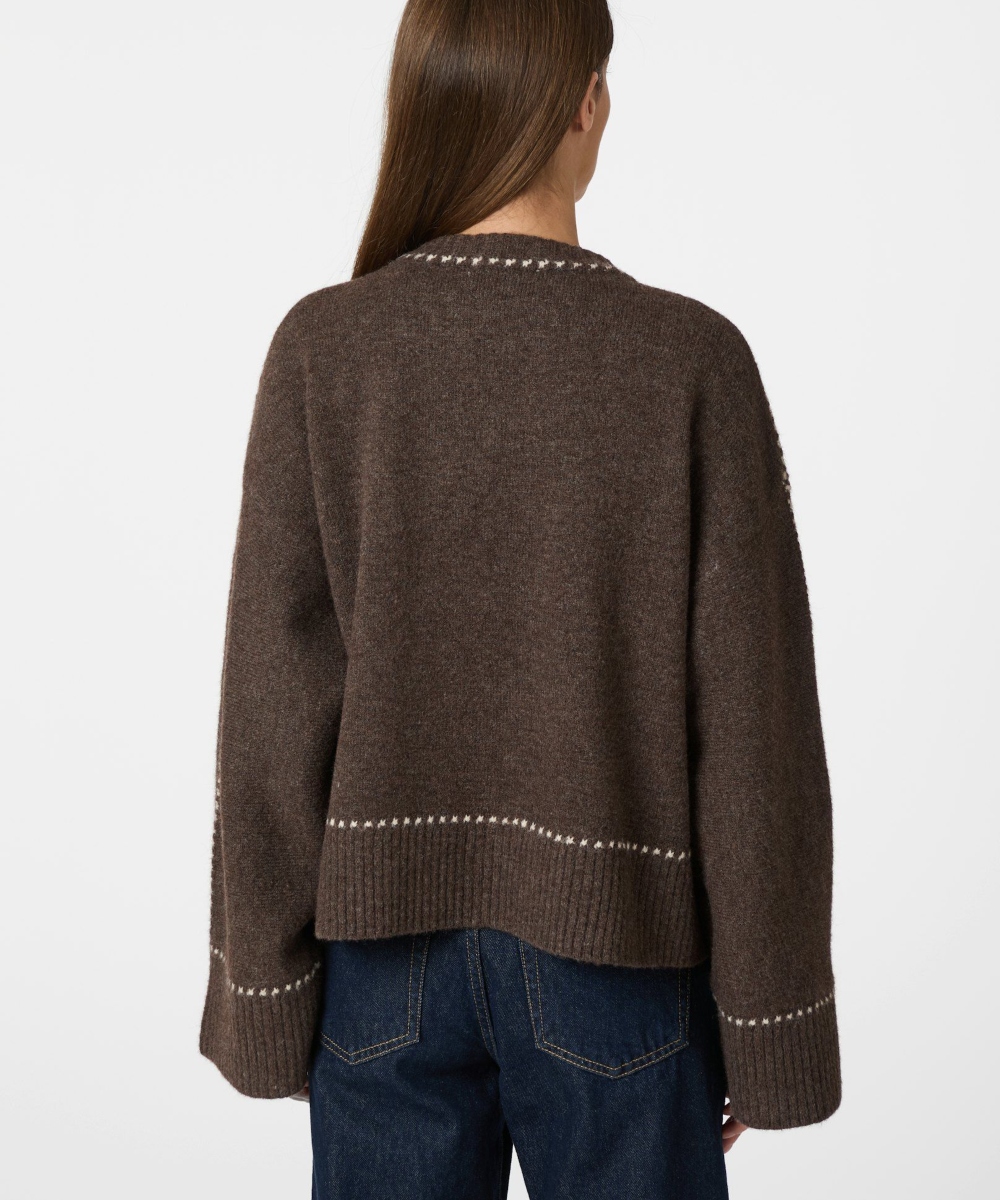 Neo Noir Roeme Knit Stitch Genser Brown Melange - Bilde 3