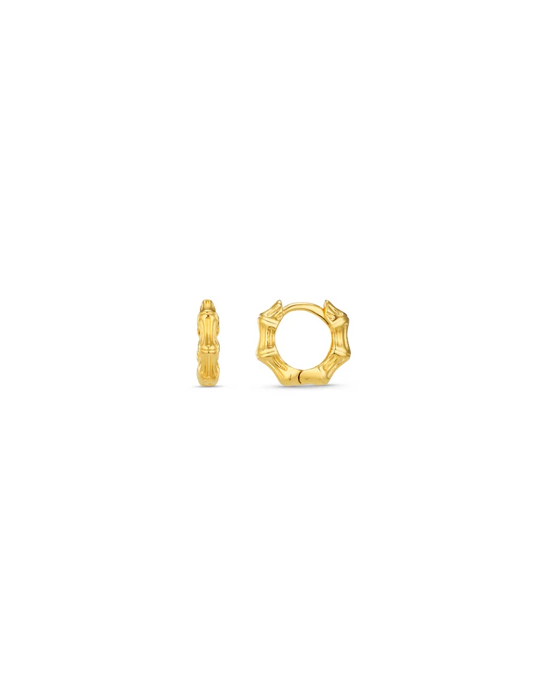 ORELIA Textured Bamboo Huggie Hoop Øreringer Gull