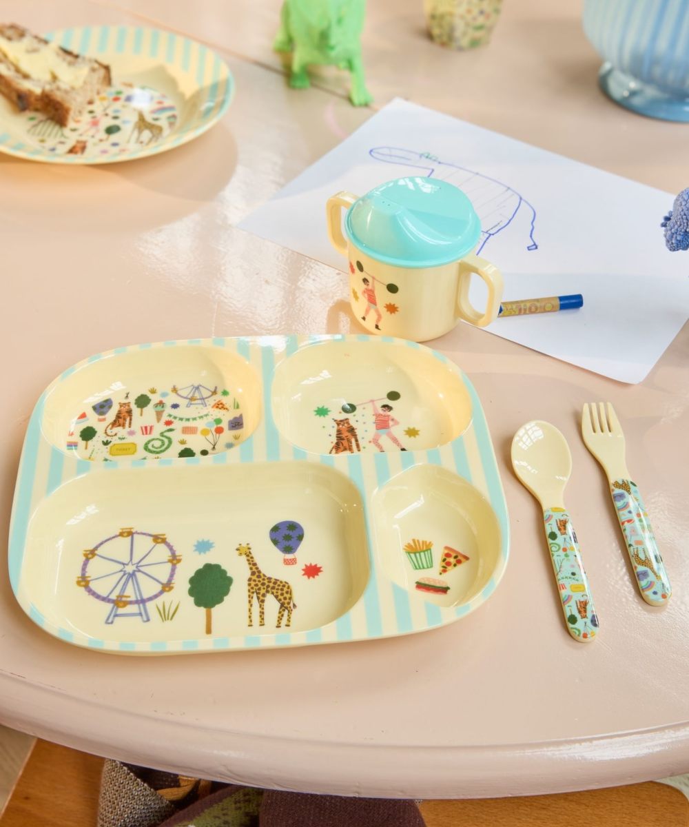 rice Baby Dinner set Gift Box Fun Fair Print Mint