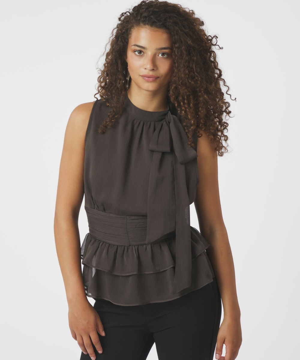 Neo Noir Ansol Solid Chiffon Topp Brun