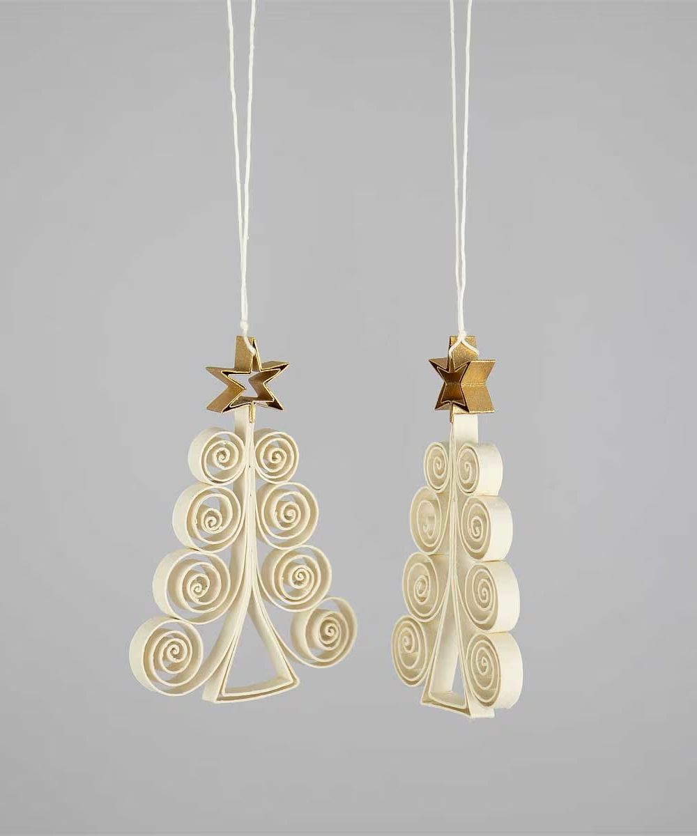 Afroart Quilled Juletre Ornament Offwhite