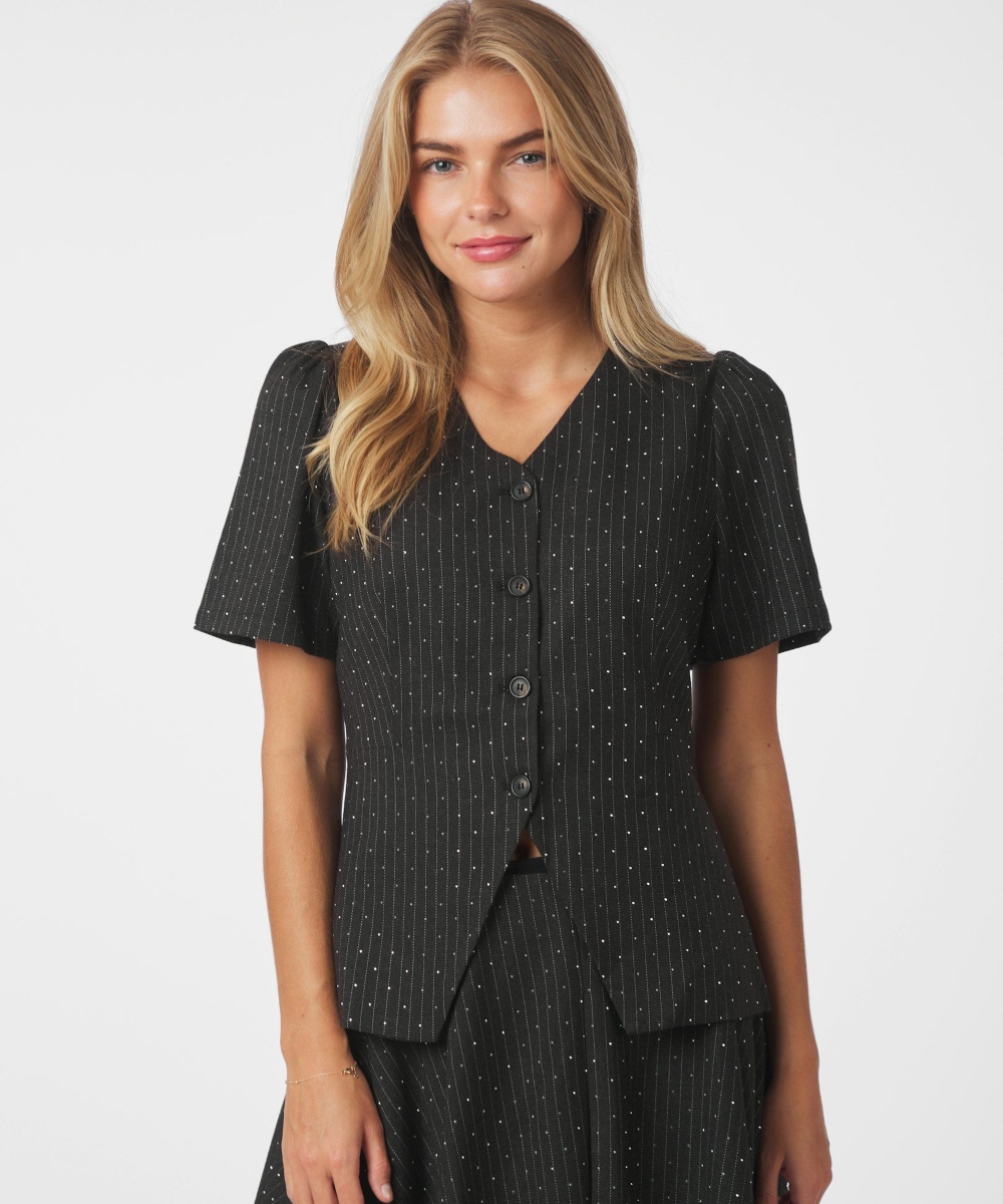 Neo Noir Jules B Pinstripe Bluse Antracit
