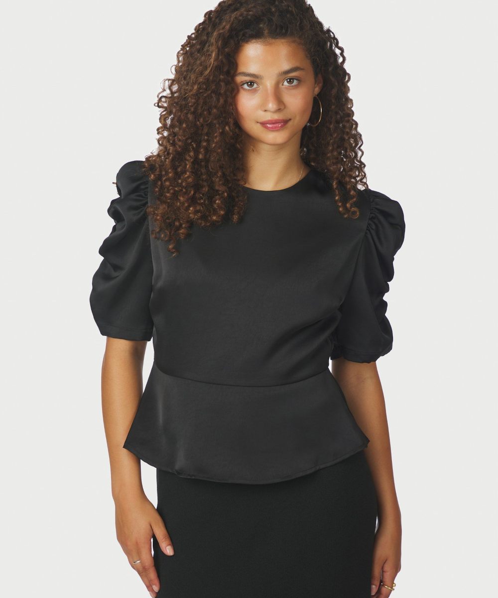 Neo Noir Benua Heavy Satin Bluse Svart