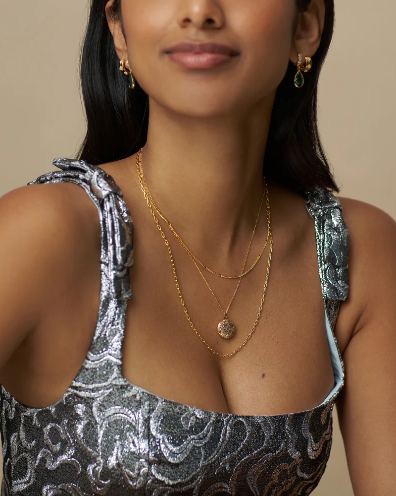 ORELIA 3-Row Locket Halssmykke