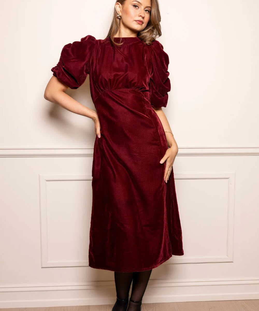 MISSMAYA Dakota Kjole Fløyel Bordeaux