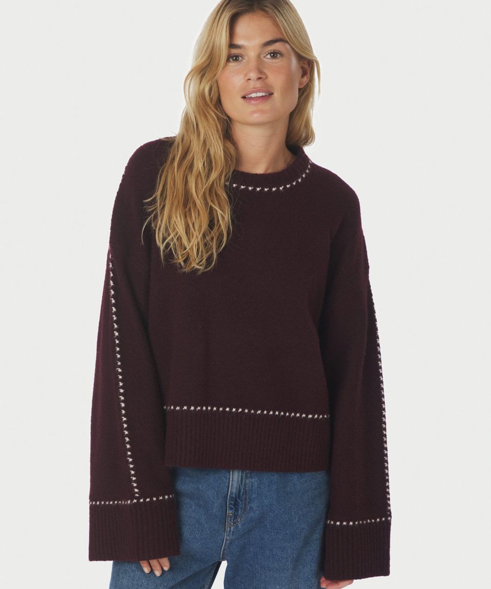 Neo Noir Roeme Knit Stitch Genser Wine