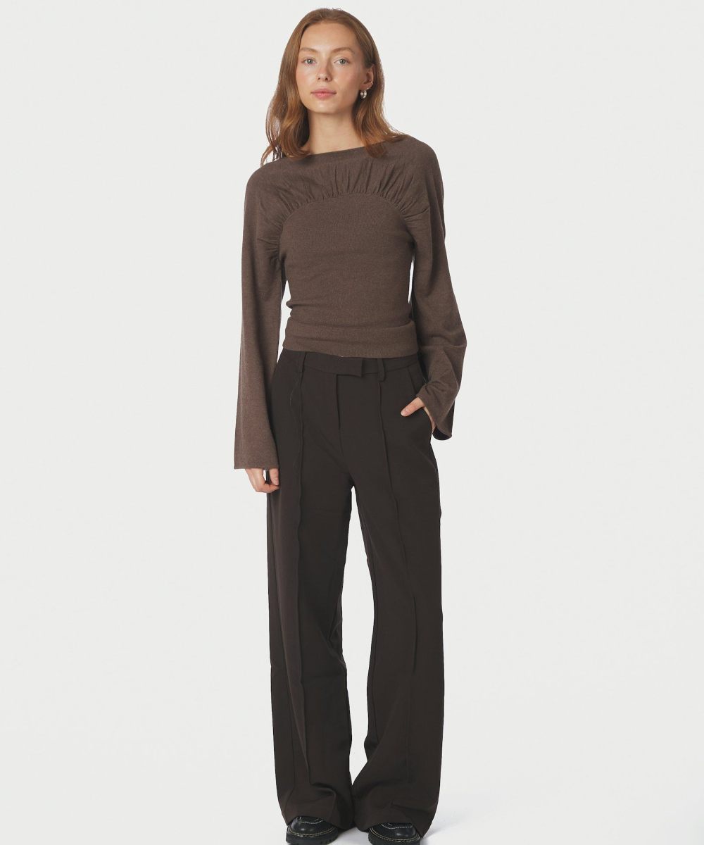 Neo Noir Kaiba Knit Blouse Brown Melange