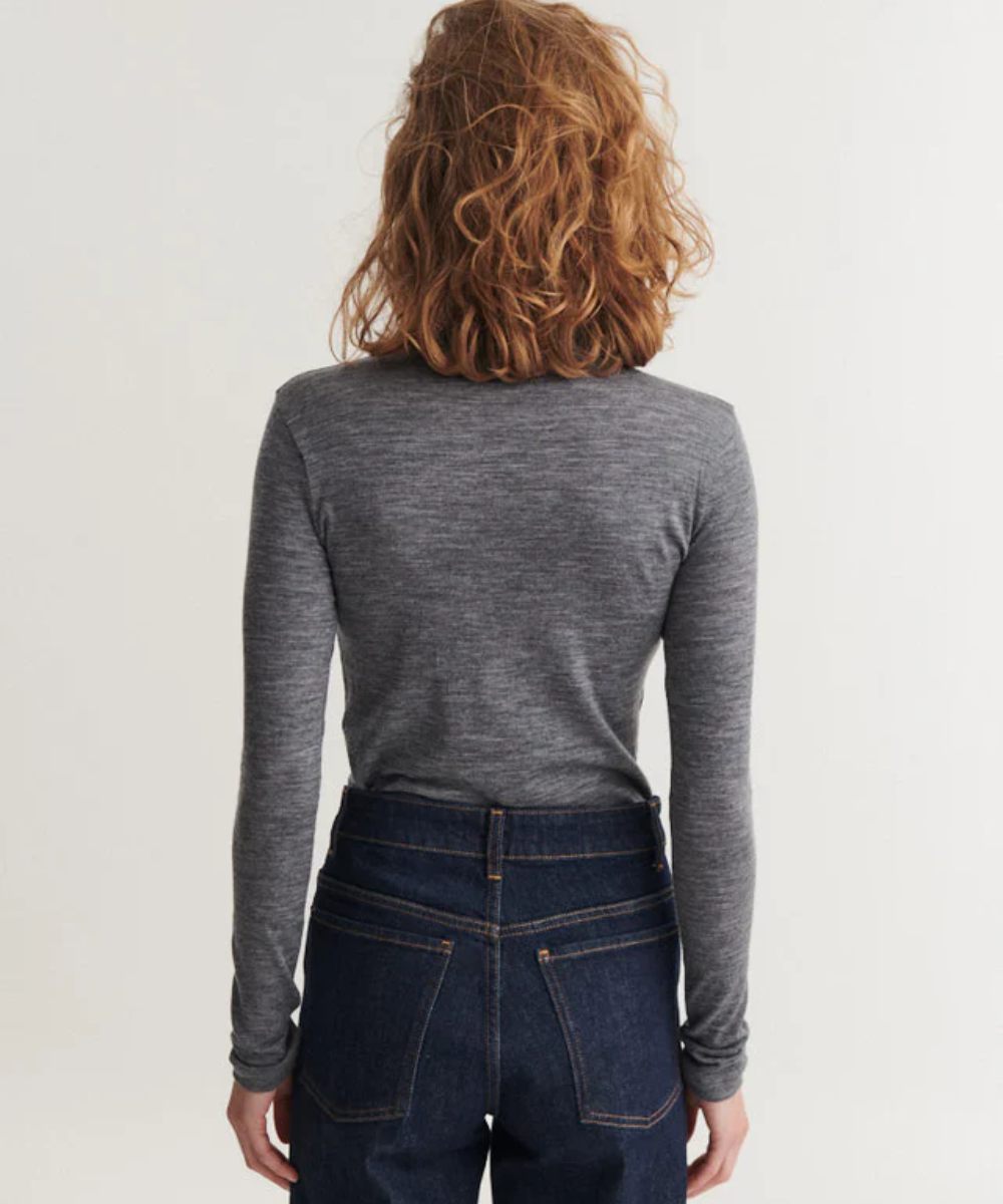 Basic Apparel Rinja T-neck Genser Grey Melange - Bilde 2