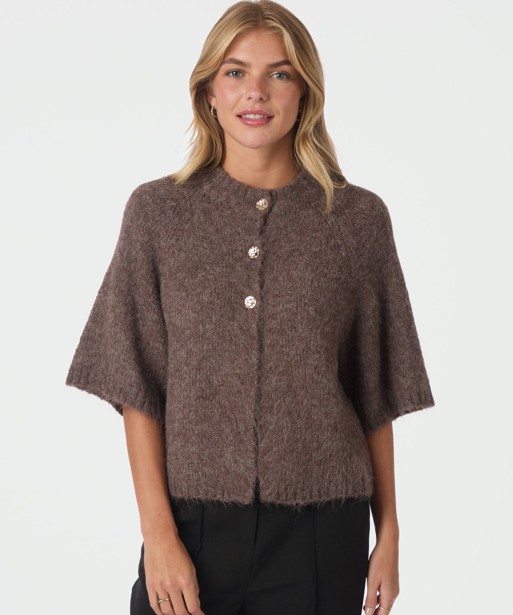 Neo Noir Benuta Fluffy Knit Cardigan Light Brown