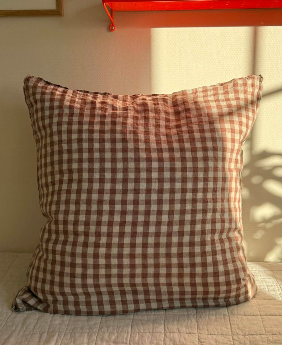 Linge Particulier Putetrekk Lin Cappuccino Gingham 65x65