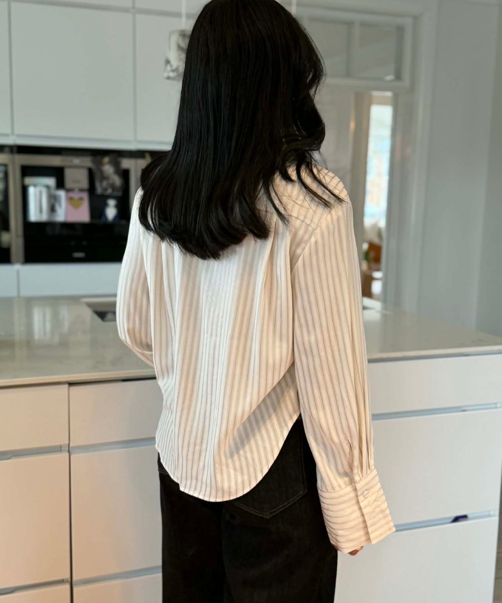envii Enweb LS Kort Skjorte Med Slips Nature Stripe - Bilde 2