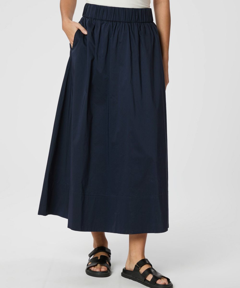 Neo Noir Yara Long Poplin Skjørt Navy