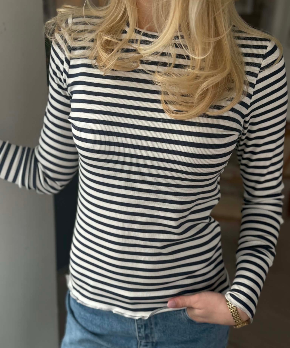 Levete Room Ika 11 Stripe Genser Offwhite Navy - Bilde 2