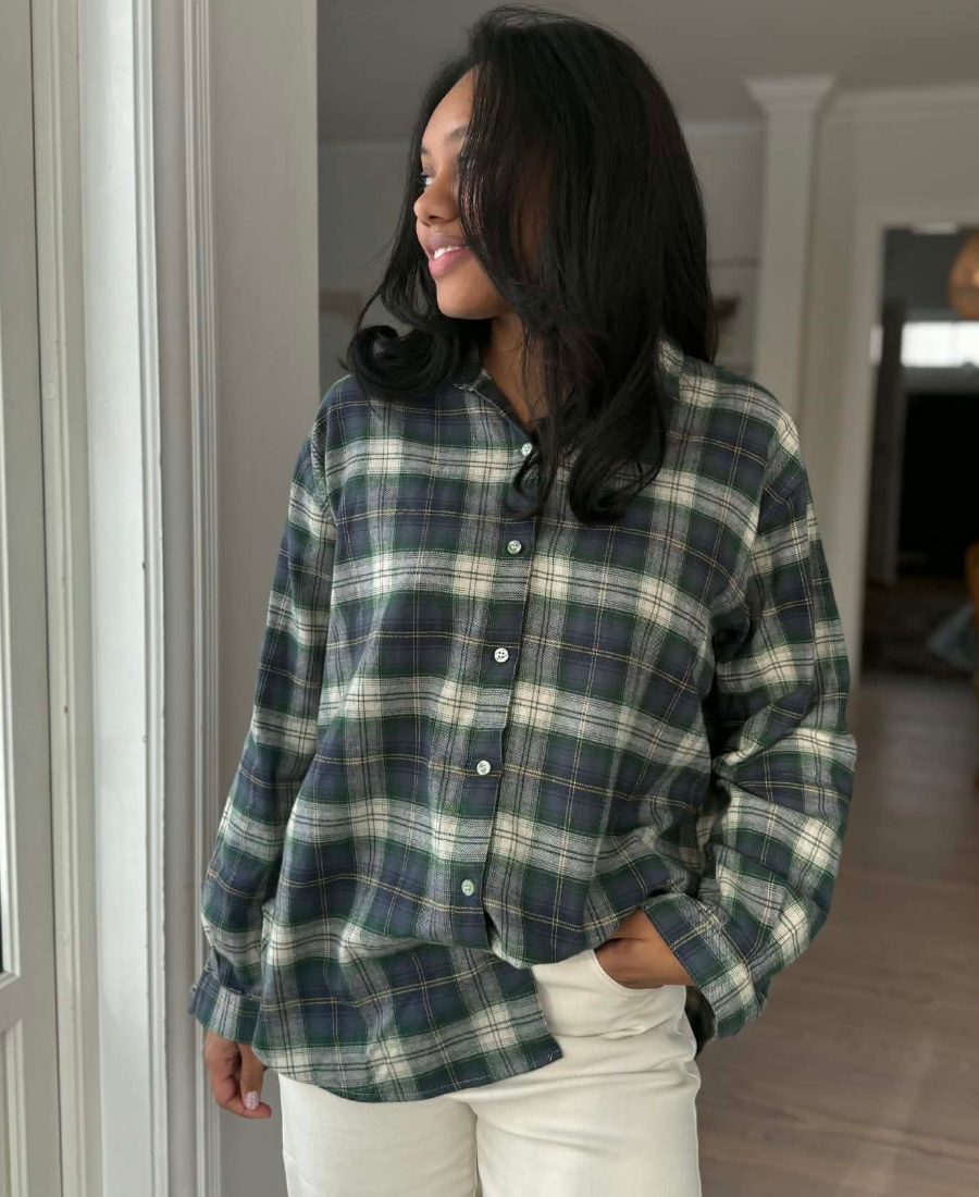 BY IDA Charlie Oversize Skjorte Ruter Grønn Onesize