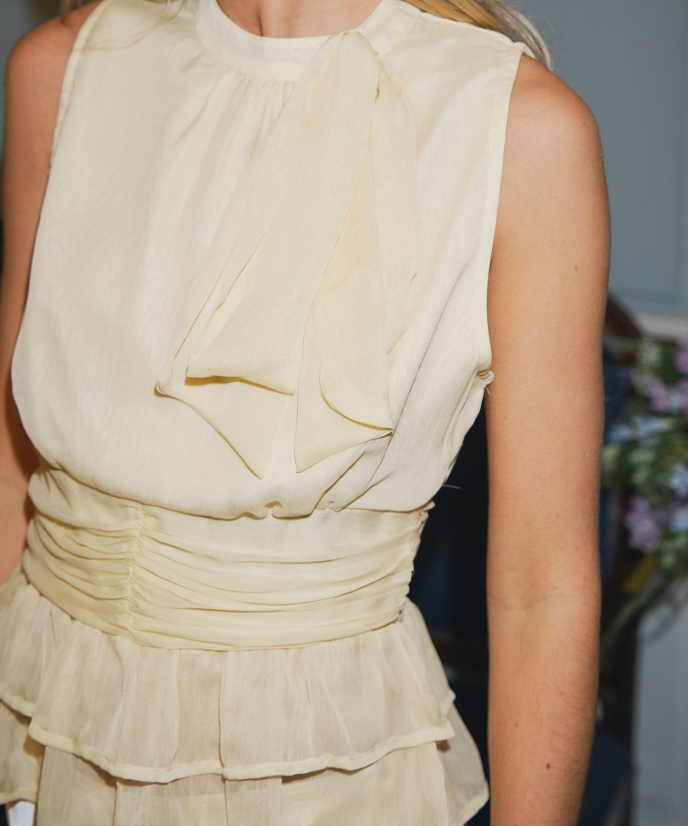 Neo Noir Ansol Solid Chiffon Topp Light Yellow