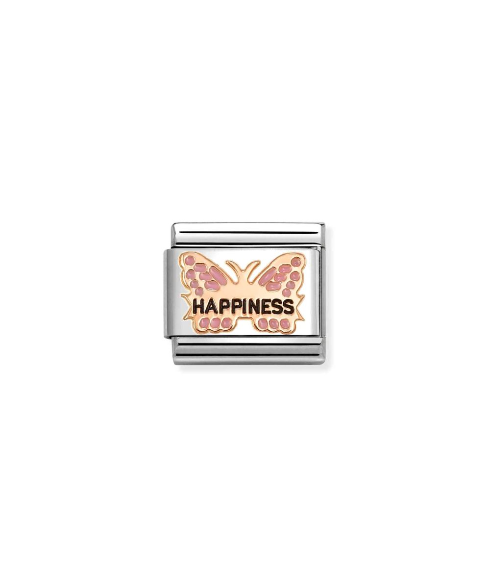 NOMINATION Dyr Links Sommerfugl Rose Gull HAPPINESS Rosa