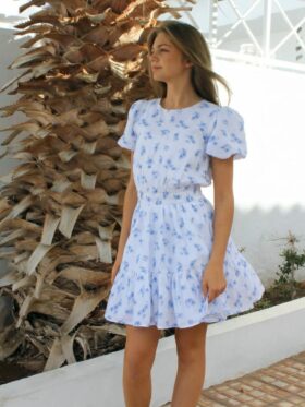 Vilje & Ve Nicole Kjole Blue Printed