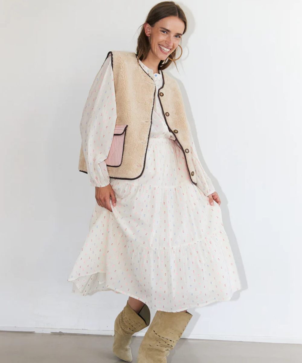 Lollys Laundry Morning Midi Skjørt Krem - Bilde 2