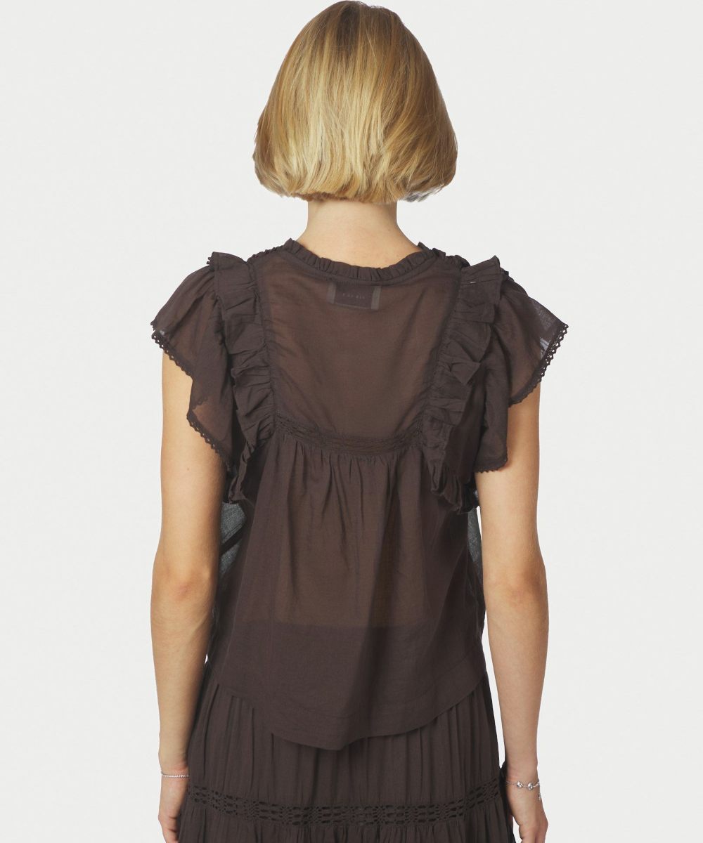 Neo Noir Jayla S Voile Topp Mørke Brun - Bilde 4