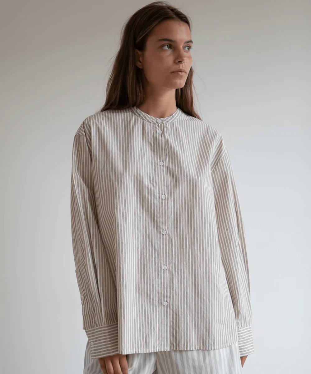Studio Feder Isolde Skjorte Brown Beach Stripe