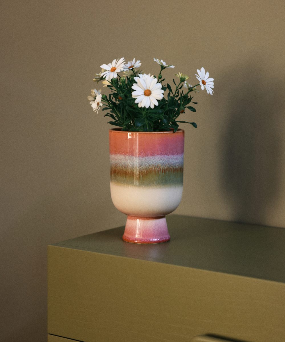 HK Living Retro Blomsterpotte Rosefelt