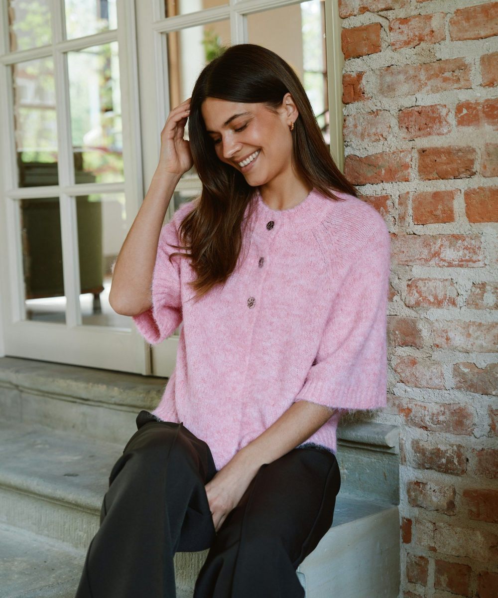Neo Noir Benuta Fluffy Knit Cardigan Light Pink