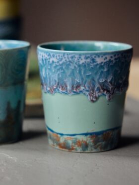HK Living 70s Ceramics Van Gogh Kopp Aqua Grønn