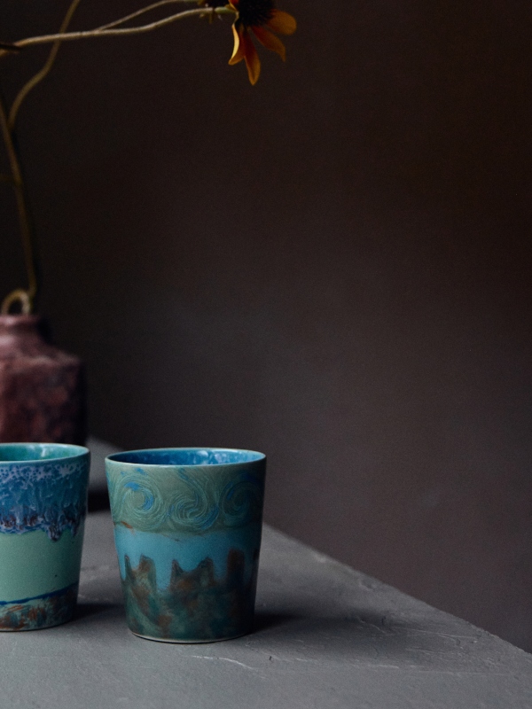 HK Living Van Gogh 70s Ceramics Kopp Grønn