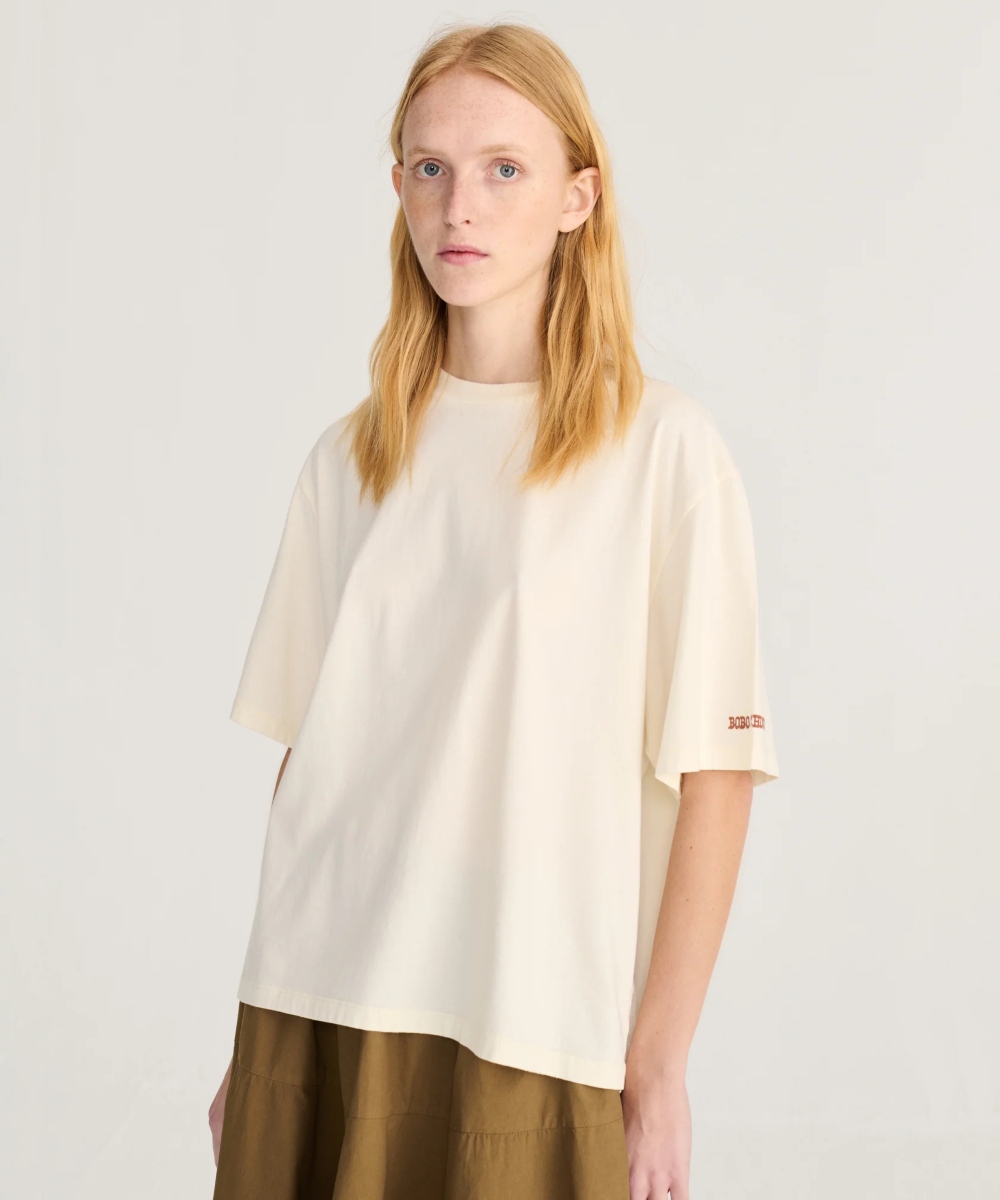 Bobo Choses Dark Flower Print Relaxed T-skjorte Krem