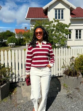 Suncoo Paris Prego Stripe Genser Burgunder