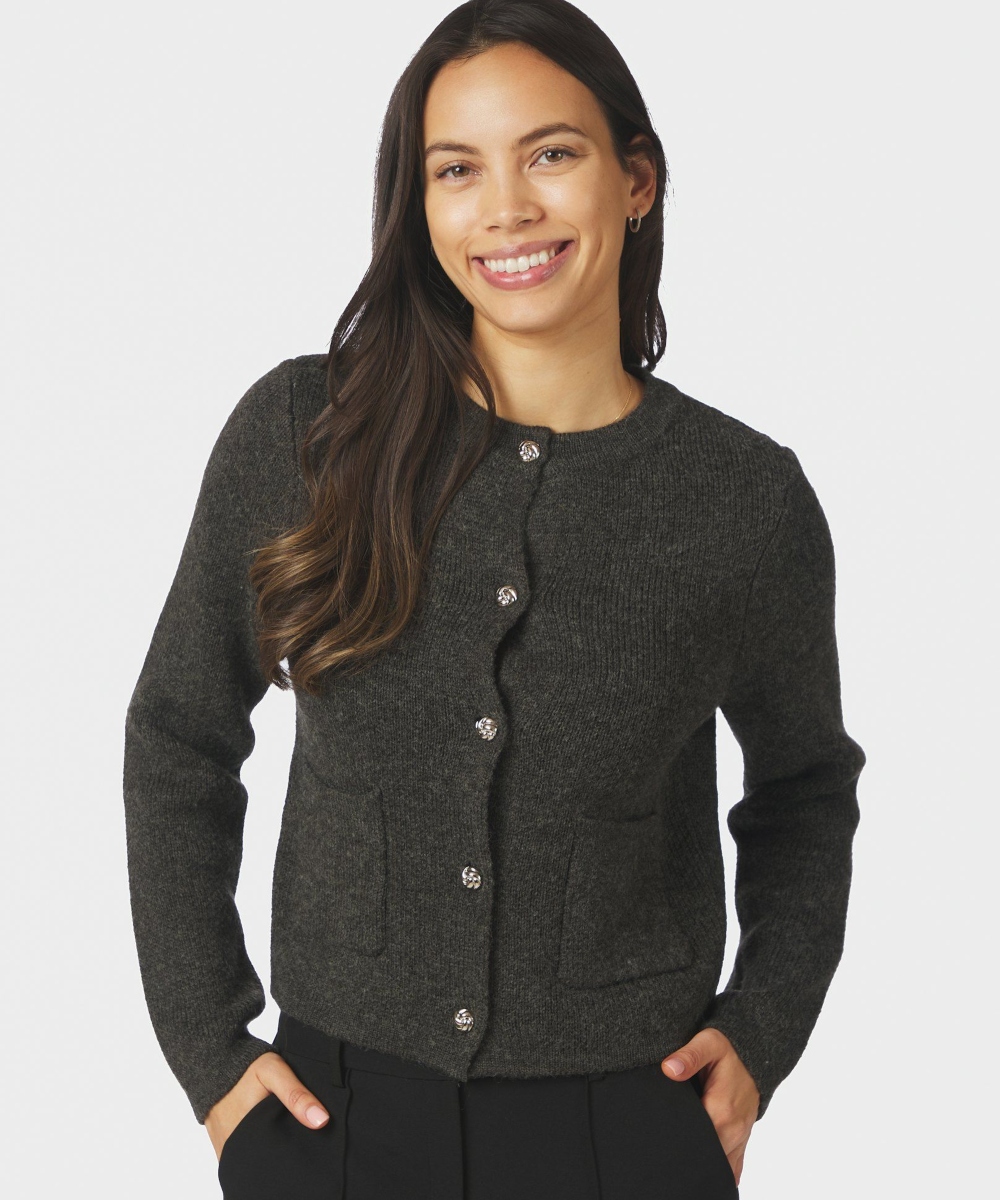 Neo Noir Elbie Knit Cardigan Antracit