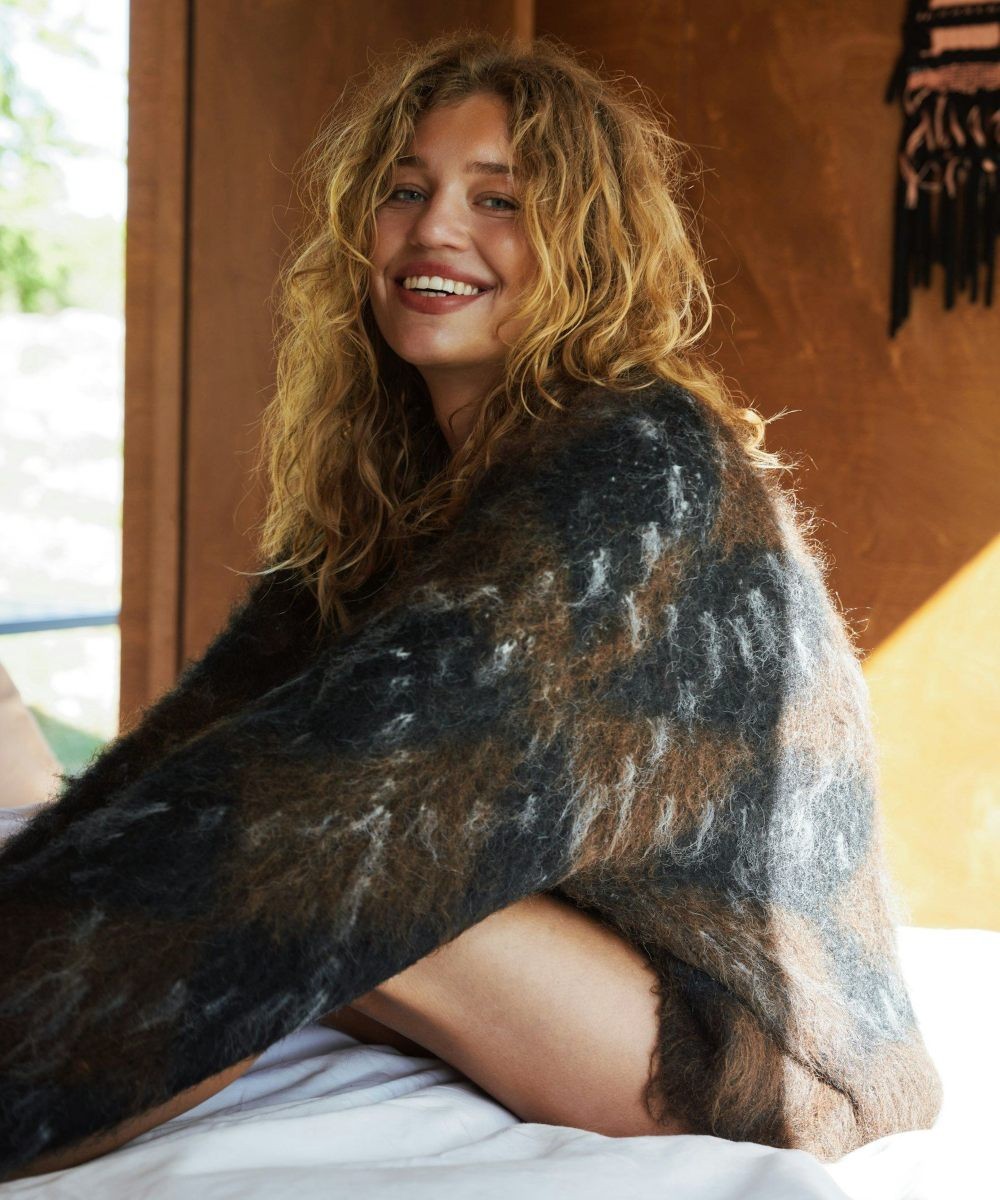 Neo Noir Roeme Check Fluffy Knit Genser Mørk Brun
