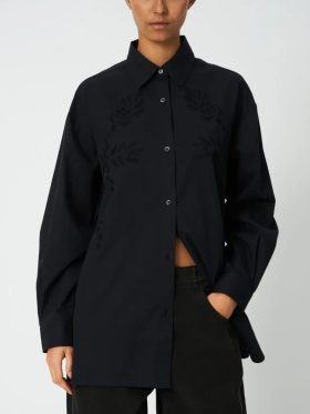 Stella Nova Oversize Embroidery Skjorte Sort