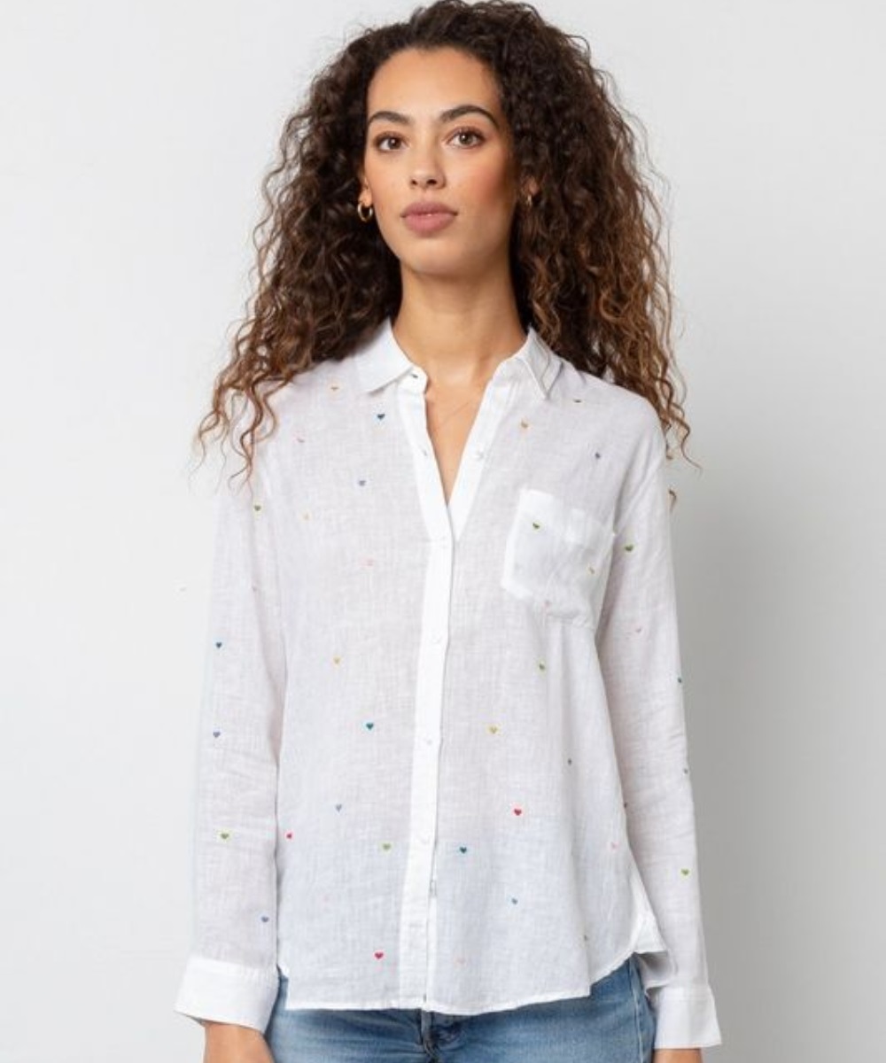 Rails Charli White Embroidered Hearts