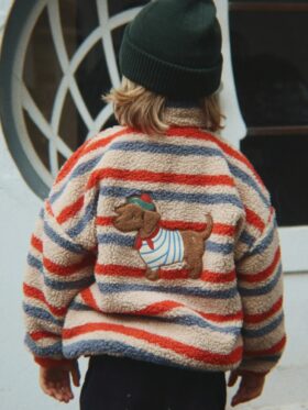 Konges Sløjd Jody Embroidery Teddy Jakke Tangerine Stripe