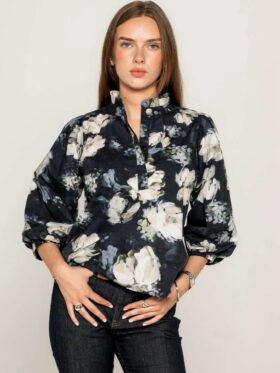 MISSMAYA Ella Bluse Blue Garden
