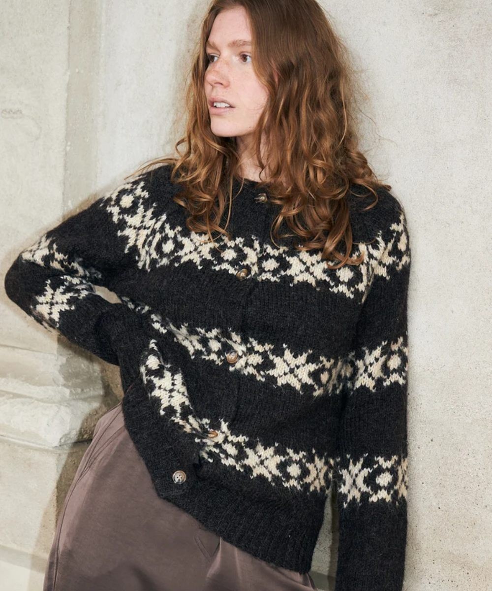 Lollys Laudry Padova Knit Cardigan Dark Mokka